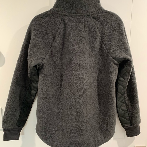 Vegan Leather Asymmetrical Snap-Up Fleece - Picture 3 of 4